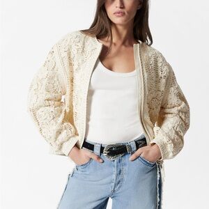 & Other Stories Cream Lace Bomber Jacket